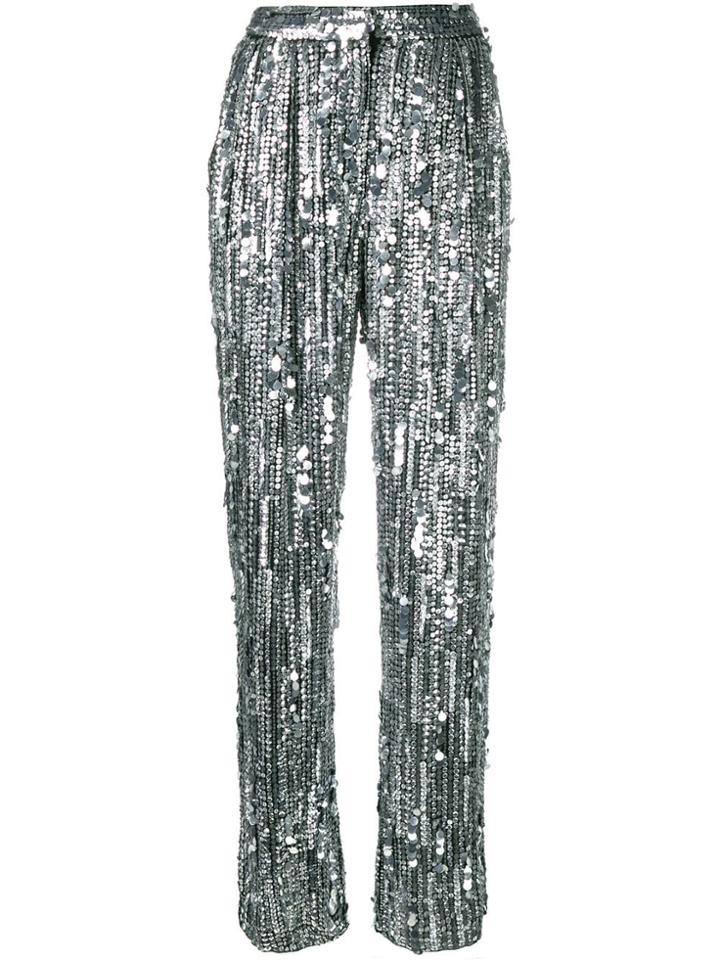 Alberta Ferretti Sequin Embellished Trousers - Silver