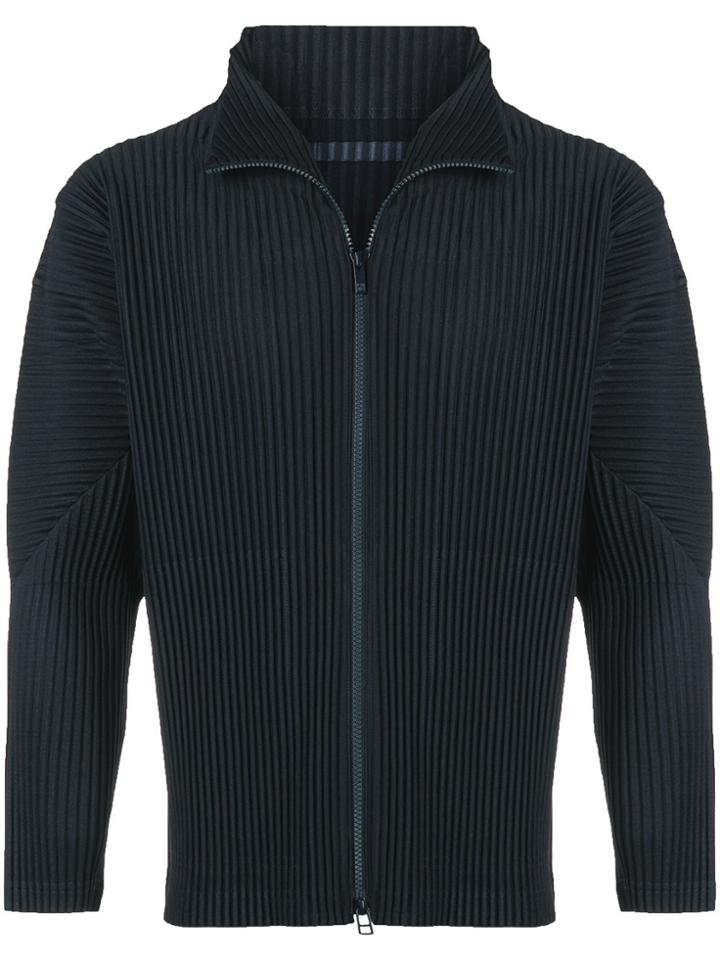 Homme Plissé Issey Miyake Ribbed-style Zip Up Jacket - Blue