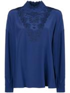 Fendi Embroidered Long-sleeve Blouse - Blue