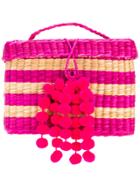 Nannacay Stripe Panel Pom Pom Bag - Pink & Purple