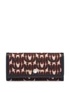 Miu Miu Jacquard Fabric And Madras Leather Wallet - Black