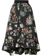 Vivetta Printed Midi Skirt, Women's, Size: 44, Black, Acetate/cupro/cotton