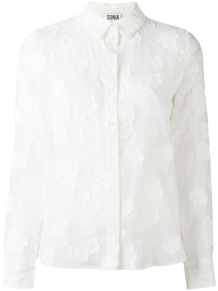 Sonia By Sonia Rykiel Clouds Motif Sheer Shirt, Women's, Size: 42, White, Cotton/polyamide