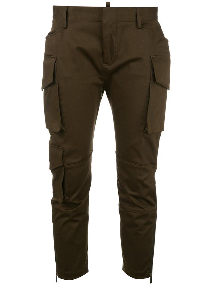 Dsquared2 Skinny Cropped Cargo Pants, Women's, Size: 44, Green, Cotton/spandex/elastane