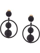 Oscar De La Renta Beaded Hoop Clip-on Earrings - Black