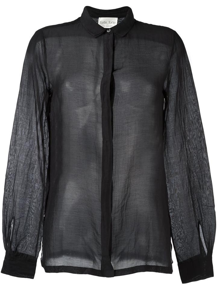 Forte Forte Semi Sheer Shirt, Women's, Size: 2, Black, Cotton/silk
