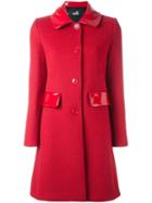 Love Moschino Gloss Detail Coat, Women's, Size: 44, Red, Cotton/acrylic/polyester/other Fibers