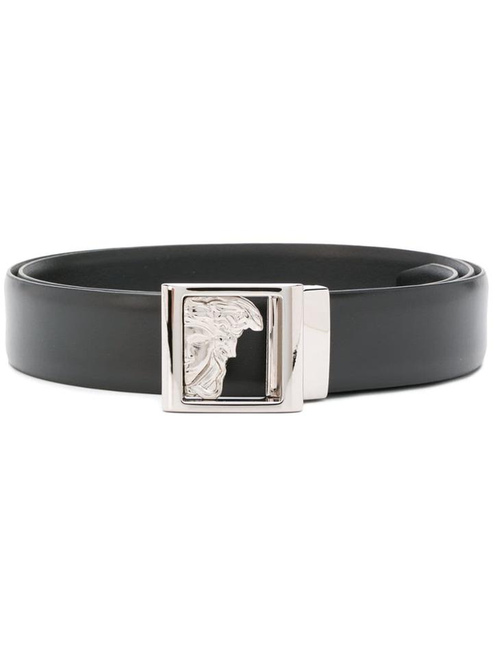 Versace Collection Medusa Plate Buckle Belt - Black