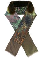 Pierre-louis Mascia Camouflage Scarf, Women's, Green, Silk/orilag Fur