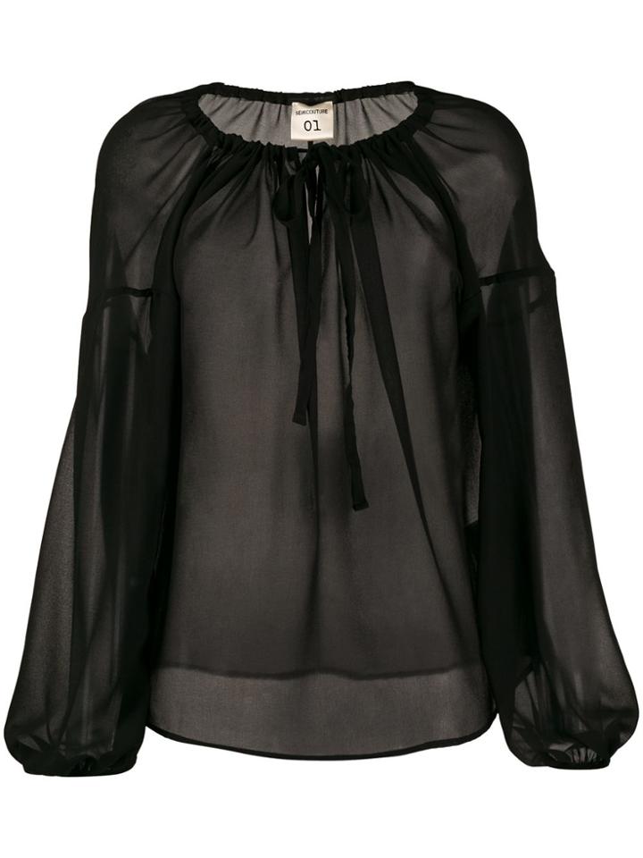 Semicouture Oversized Long-sleeve Blouse - Black