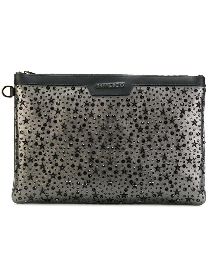 Jimmy Choo - Derek Star-embellished Clutch - Men - Calf Leather/crystal - One Size, Green, Calf Leather/crystal