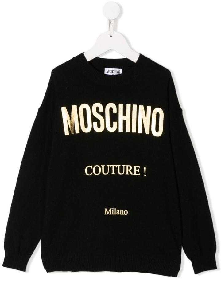 Moschino Kids Teen Metallic Logo Jumper - Black