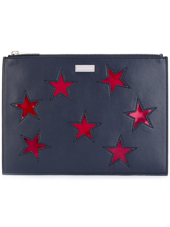 Stella Mccartney - Embroidered Star Clutch Bag - Women - Polyester/polyurethane - One Size, Blue, Polyester/polyurethane