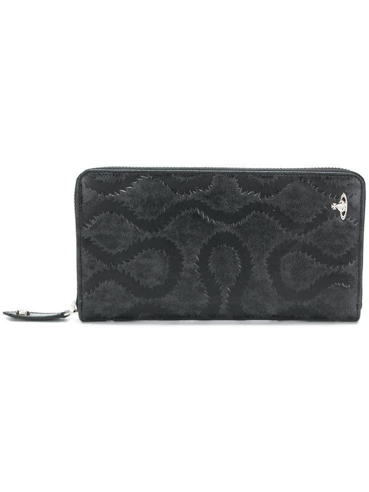 Vivienne Westwood Embossed Zip Around Wallet - Black