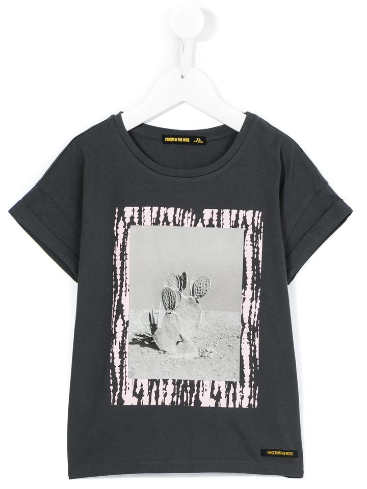 Finger In The Nose Cactus Print T-shirt, Girl's, Size: 12 Yrs, Grey