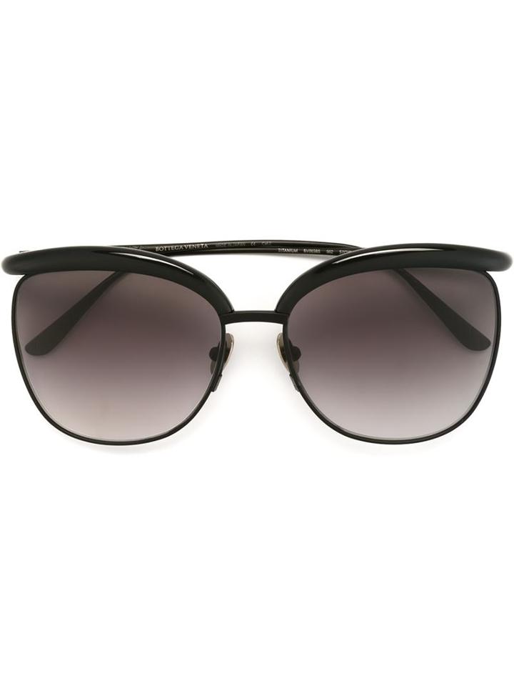 Bottega Veneta Eyewear Round Frame Sunglasses, Adult Unisex, Black, Acetate/titanium