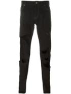 Saint Laurent Ripped Slim Fit Jeans, Men's, Size: 32, Black, Cotton/polyurethane