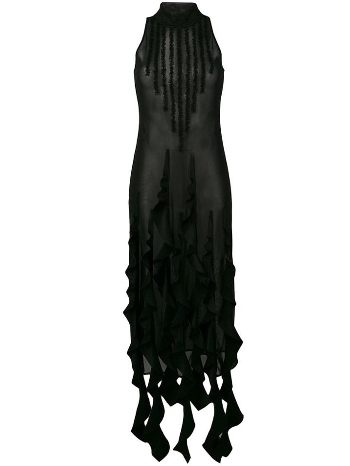 Ssheena Sheer Ruffled Dress - Black