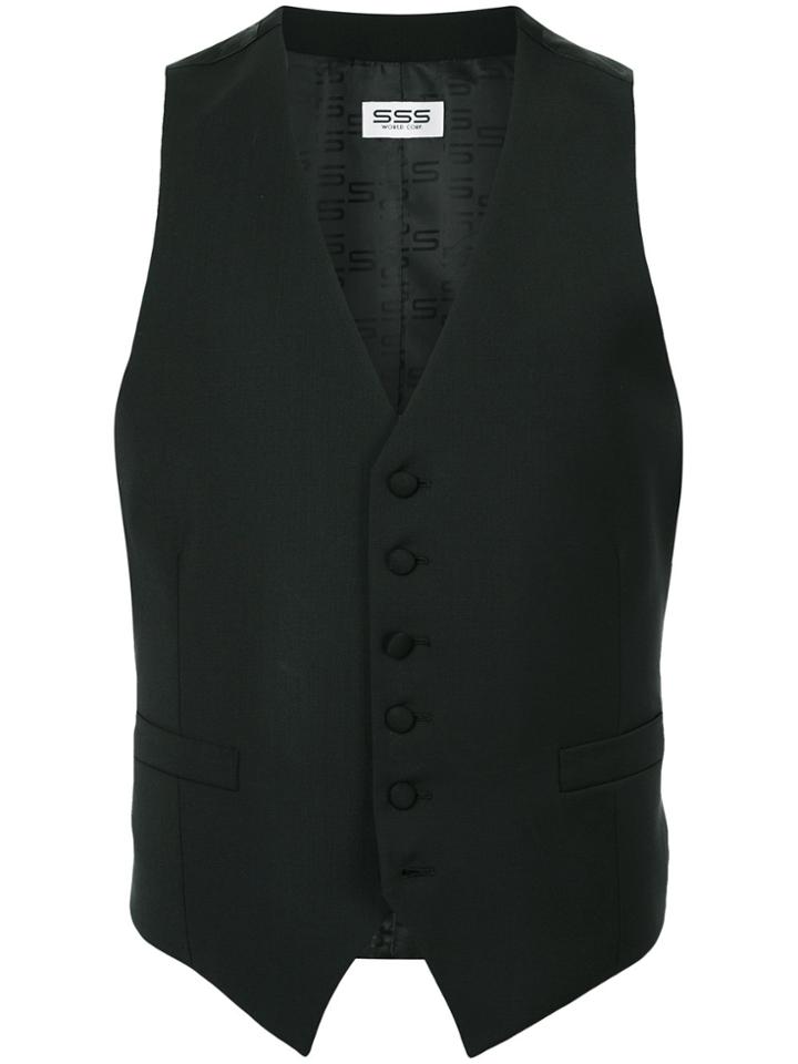 Sss World Corp Contrast Back Waistcoat - Black