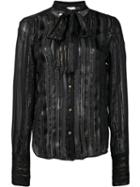 Frame Denim Sheer Striped Shirt, Women's, Size: Small, Black, Silk/metallic Fibre