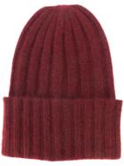 The Elder Statesman Ribbed Beanie Hat - Red