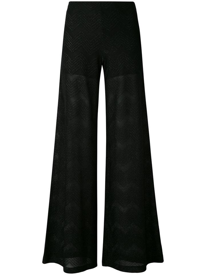 M Missoni - Metallic Chevron Trousers - Women - Cotton/polyamide/polyester/metallic Fibre - 38, Black, Cotton/polyamide/polyester/metallic Fibre