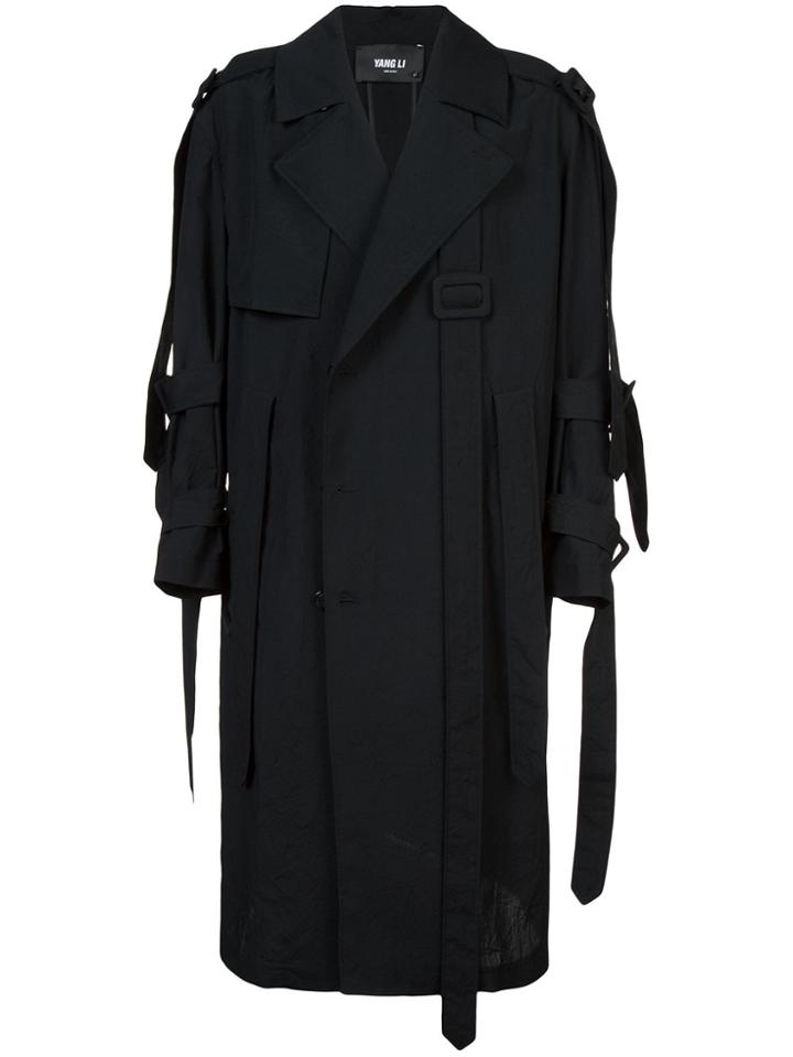 Yang Li Long Buckle Coat - Black