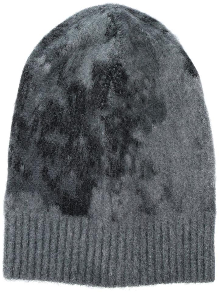 Avant Toi Jacquard Knitted Flower Hat - Grey