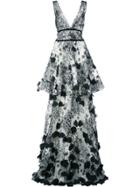 Marchesa Notte Embroidered Maxi Dress - Black