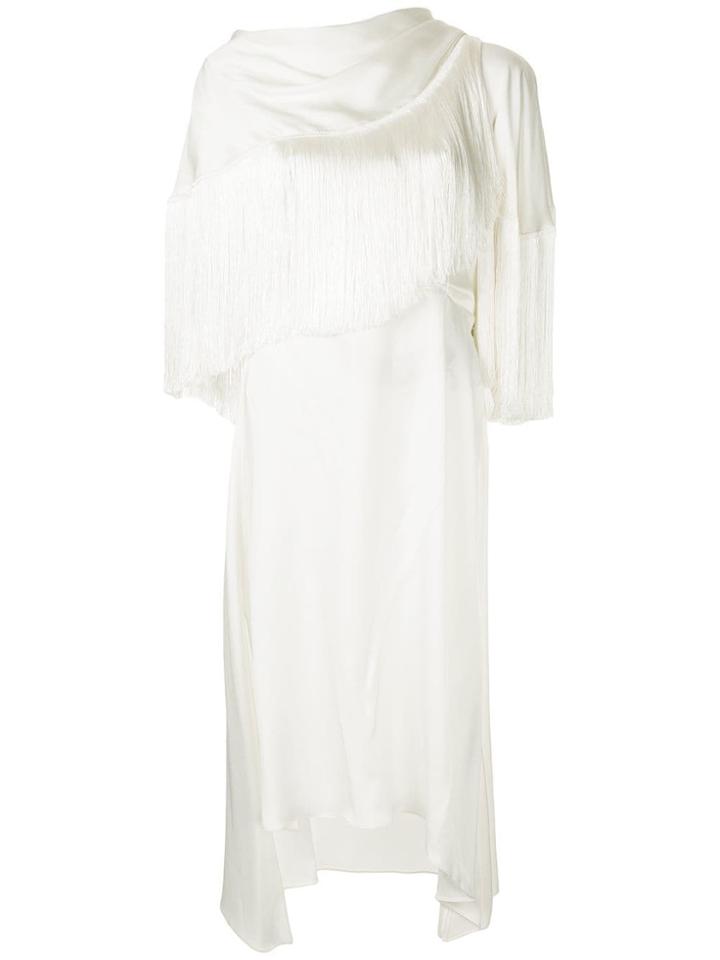 Magda Butrym Fringed Cape Dress - White