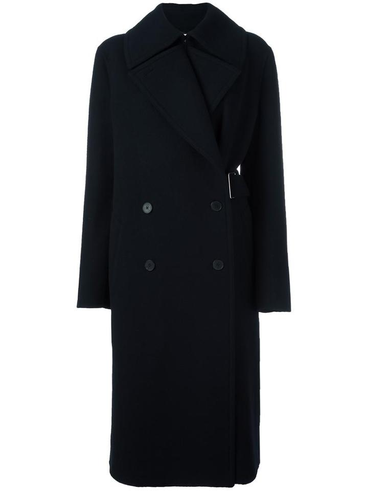 Jil Sander Double Breasted Peacoat, Women's, Size: 38, Blue, Silk/cupro/wool/polyamide