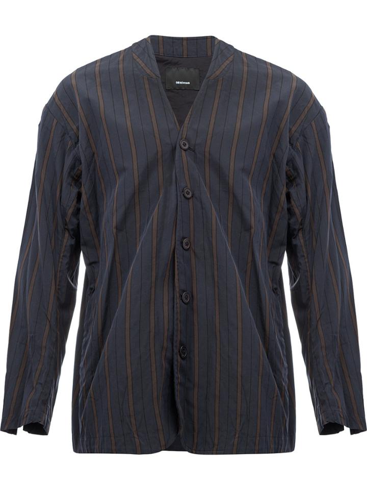 08sircus Collarless Striped Jacket - Grey