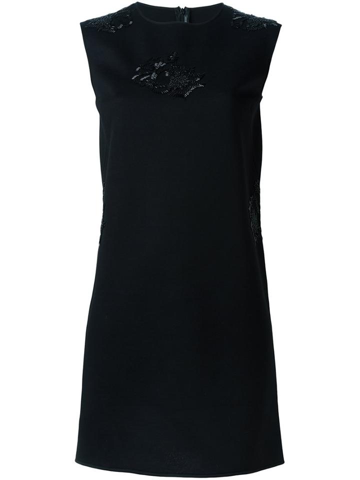 Ermanno Scervino Floral Appliqué Shift Dress, Women's, Size: 44, Black, Viscose/glass