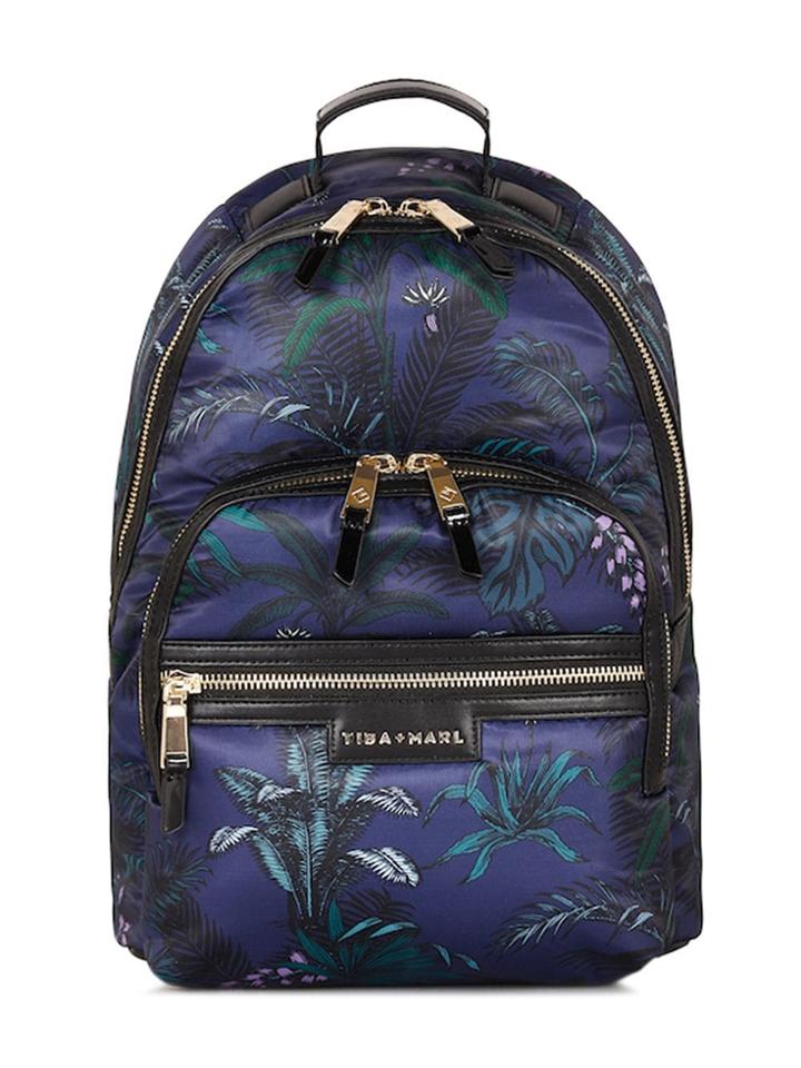 Tiba + Marl Elwood Botanical Print Changing Backpack - Blue