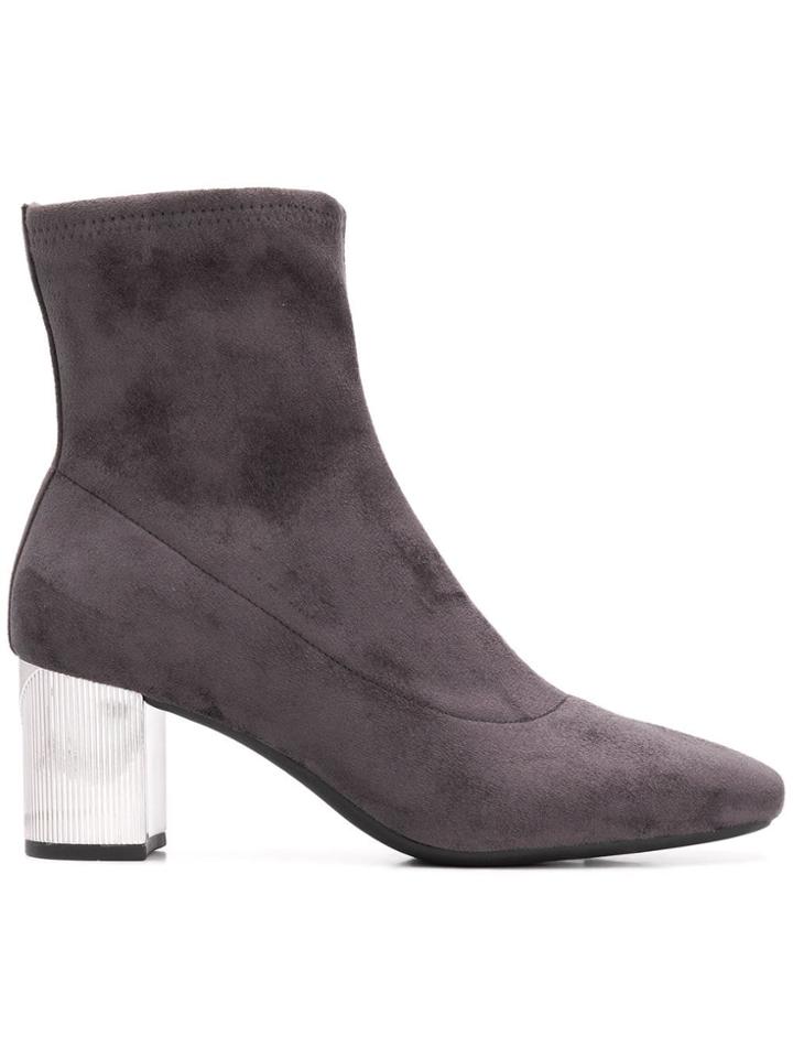 Michael Michael Kors Metallic Heel Sock Boots - Grey