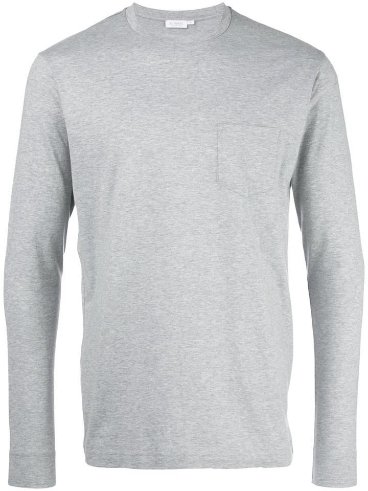 Sunspel Plain Sweatshirt, Men's, Size: Medium, Grey, Cotton