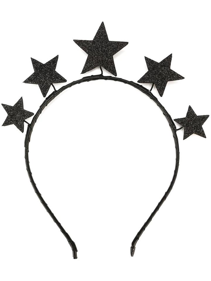 Red Valentino Starred Hair Band, Women's, Black, Leather/metal