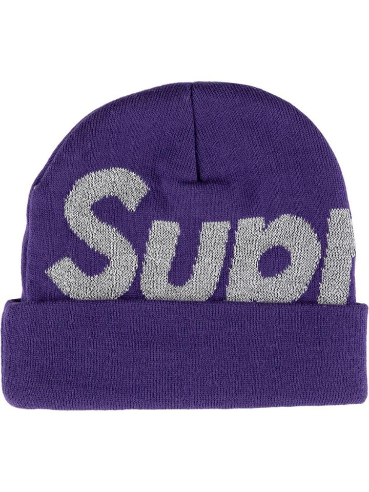 Supreme Big Logo Beanie - Purple