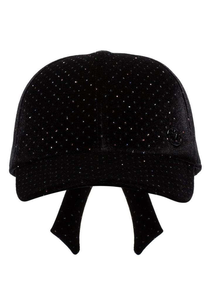 Maison Michel Tiger Embellished Velvet Baseball Cap - Black