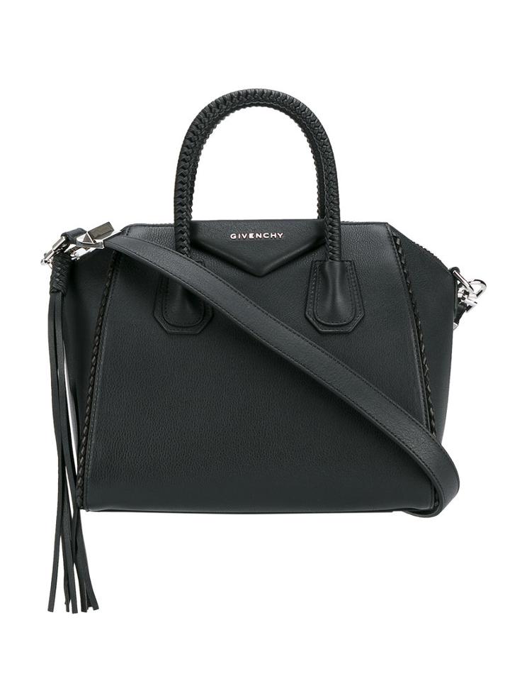 Givenchy Medium Braid-trimmed Antigona Bag, Women's, Black, Calf Leather