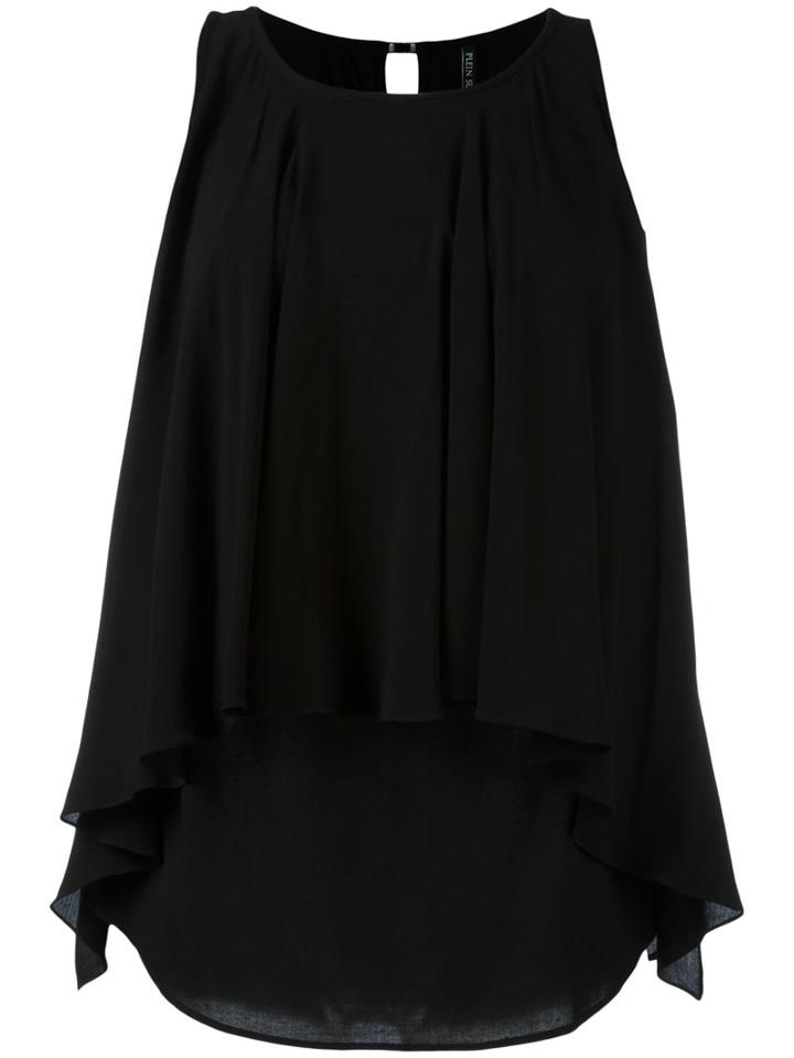 Plein Sud Jeanius - Pleated Layered Blouse - Women - Viscose - 42, Black, Viscose