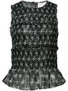 Cinq A Sept Floral Ruched Top - Black