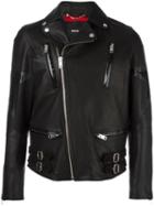 Diesel Star Patch Biker Jacket, Men's, Size: Medium, Black, Lamb Skin/acetate