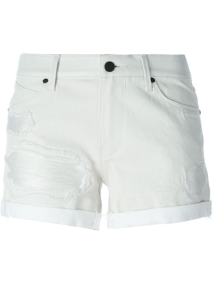Rta Distressed Shorts, Women's, Size: 26, White, Lamb Skin/cotton/polyester/spandex/elastane