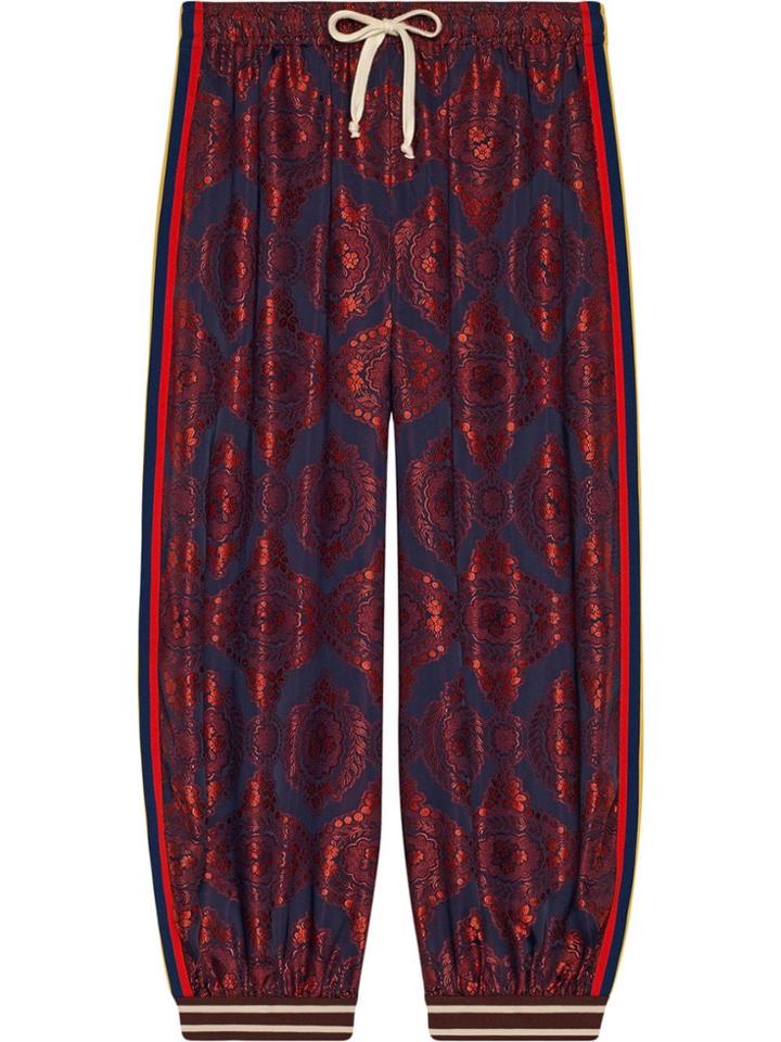 Gucci Contrast Print Silk Jogging Pant - Red