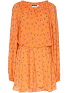 Rotate Rose Print Draped Mini Dress - Orange
