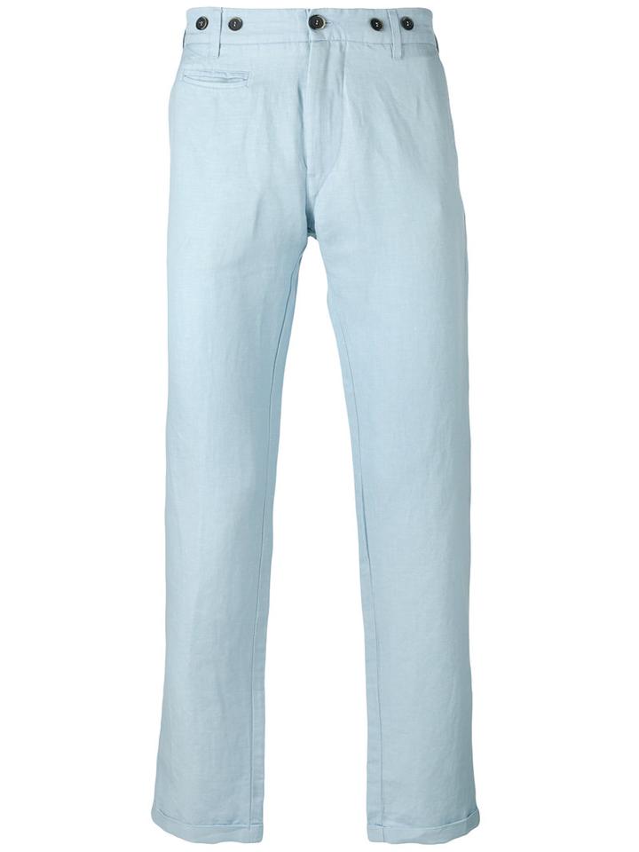 Barena Regular Trousers, Men's, Size: 52, Blue, Linen/flax/cotton/polyester