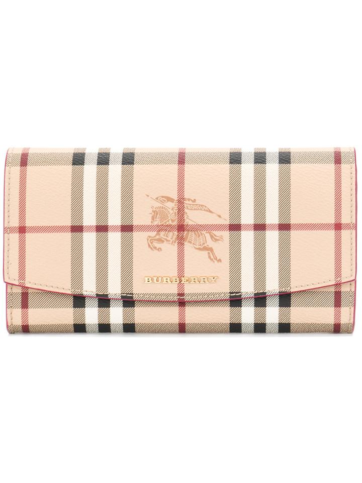 Burberry Haymarket Check Continental Wallet - Brown