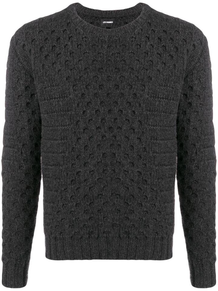 Les Hommes Eyelet Knitted Sweater - Grey