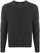 Les Hommes Eyelet Knitted Sweater - Grey